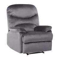 Fotele - Beliani Fotel rozkładany welurowy szary ESLOV - miniaturka - grafika 1