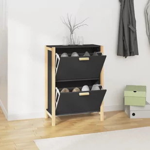Lumarko Szafka na buty, czarna, 57,5x33x80 cm, materiał drewnopochodny - Szafki na buty - miniaturka - grafika 1