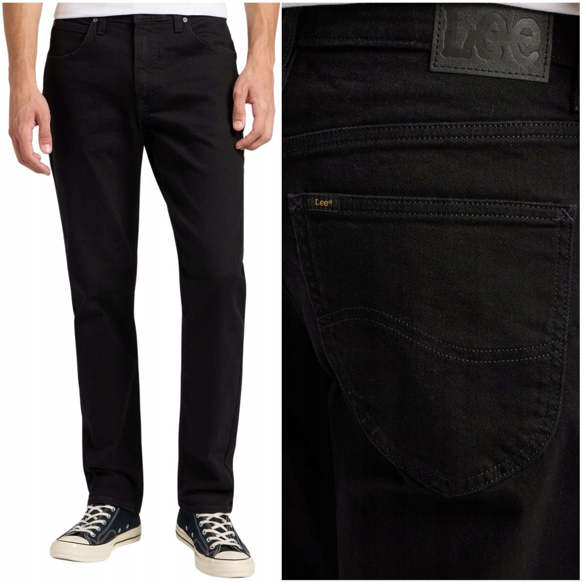 Lee BROOKLYN Black Rinse DżINS czarne proste spodnie jeansowe W38 L30
