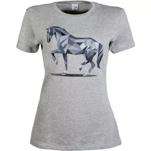 Koszulka HKM Graphical Horse light szara, rozmiar: L - Koszulki jeździeckie - miniaturka - grafika 1