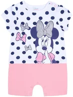Rampersy - Biało-różowy rampers w granatowe grochy z wizerunkiem Myszki Minnie DISNEY 3-6 m 68 cm - miniaturka - grafika 1