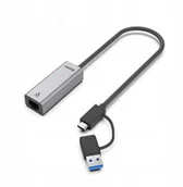 Karty sieciowe - Unitek Hybrydowy adapter USB-C/USB-A do sieci Gigabit Ethernet 2,5G U1313CGY01 - miniaturka - grafika 1