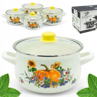 Komplet ZESTAW GARNKÓW emaliowanych 8EL kpl tradycyjne GARNEK EMALIA Garnki - Zestawy garnków i patelni - miniaturka - grafika 1