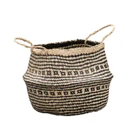 Pozostałe akcesoria do uprawy roślin - Kosz Boho beżowo-czarny Ø40 cm - miniaturka - grafika 1
