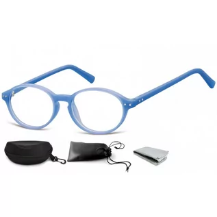 Okulary korekcyjne, oprawki, szkła - Okulary dziecięce zerówki okrągłe lenonki PK15A niebieskie - grafika 1