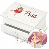 Pozytywki dla dzieci - Szkatułka na biżuterię z pozytywką i szufladką z nadrukiem dla dziewczynki tancerki na imieniny - miniaturka - grafika 1