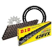 Części motocyklowe - Zestaw łańcuchów DID stal 428VX / 132 nitowy zamek do Yamaha WR X 125 ccm rok prod. 2008-2017 - miniaturka - grafika 1