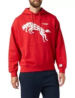 Bluzy męskie - Wrangler Bluza męska z kapturem, Chińska Czerwień, XL - miniaturka - grafika 1