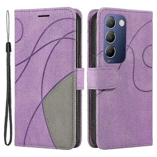 Skórzany futerał Do vivo V40 SE 5G / Y200e 5G Case Portfel Kolor łączenia pokrowca na telefon Jasny fiolet - Portfele - miniaturka - grafika 1