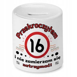 Skarbonka na Urodziny 16 16te 16-te na Prezent z Nadrukiem ze Zdjęciem + Opakowanie na prezent (wzór 01) - Skarbonki - miniaturka - grafika 1