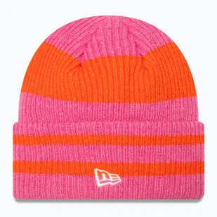 Czapka zimowa damska New Era Stripe Cuff Knit Beanie pastel pink WYSYŁKA W 24H 30 DNI NA ZWROT - Czapki damskie - miniaturka - grafika 1