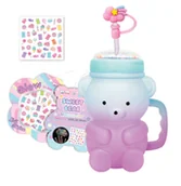 Kubki dla dzieci - HOT FOCUS 403SCB Kubek 750ml z uchem i słomką - MIŚ - miniaturka - grafika 1