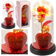 Sztuczne kwiaty - Wieczna Róża W Szkle Led Serce Kocham Cię Rose Na Walentynki Dzień Kobiet Dzień Matki - miniaturka - grafika 1