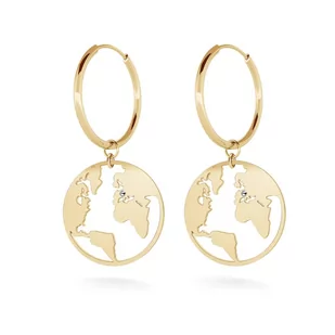Srebrne kolczyki koła kula ziemska, srebro 925 : Srebro - kolor pokrycia - Pokrycie żółtym 18K złotem - Kolczyki - miniaturka - grafika 1