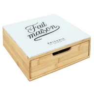 Akcesoria i części do ekspresów do kawy - HOME DECO FACTORY, KA5953 Drewniana i szklana szuflada na kapsułki, organizer na kawę i herbatę, nowoczesny design, łatwa w pielęgnacji, wymiary 30 x 10 x 30 cm, kolor brązowy i biały, bambus - miniaturka - grafika 1