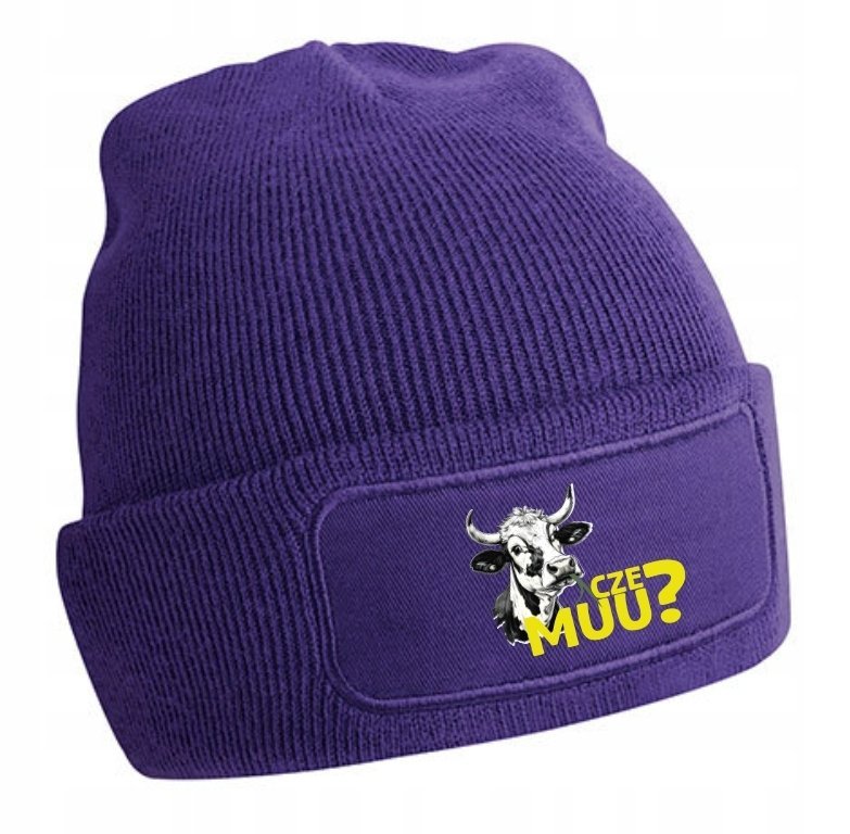 CIEPŁA GRUBA CZAPKA ZIMOWA Z KROWĄ CZE MUU? DAMSKA MĘSKA ŚMIESZNA BEANIE