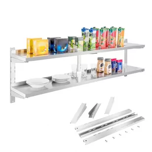 Royal Catering Półka wisząca nierdzewna RCWR-180.2 podwójna 180cm RCWR-180.2 RCWR-180.2 - Meble gastronomiczne - miniaturka - grafika 1