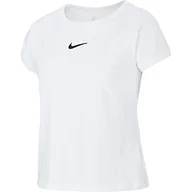 Koszulki i topy damskie - Nike dziewczęcy T-shirt G NKCT DRY TOP SS T-shirt, biały/(Black), L - miniaturka - grafika 1