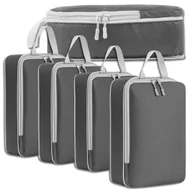 Akcesoria podróżnicze - Podróżny zestaw do walizki 4 organizerów szare na zamek - miniaturka - grafika 1