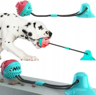 Zabawki dla psów - ZABAWKA NA PRZYSMAK DLA PSA PIŁKA NA KARMĘ Z PRZYSSAWKĄ SZARPAK SZNUR - miniaturka - grafika 1