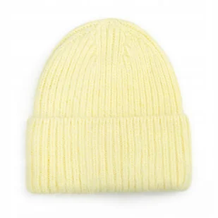 CZAPKA BEANIE DAMSKA WEŁNIANA WEŁNA ZIMOWA NA ZIMĘ 60% Angora ŻÓŁTA - Czapki damskie - miniaturka - grafika 1