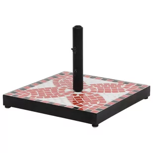 vidaXL Kwadratowa podstawa pod parasol, terakotowo-biała, 12 kg - Parasole ogrodowe - miniaturka - grafika 1