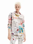 Koszule damskie - Desigual Koszula Newspaper 23SWCW24 Kolorowy Regular Fit - miniaturka - grafika 1