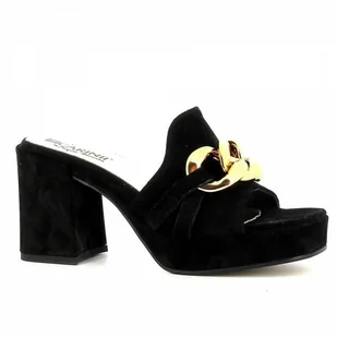 Zamszowe klapki na obcasie CARINII - Carinii - Klapki i japonki damskie - miniaturka - grafika 1