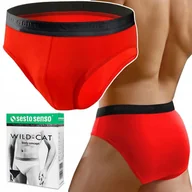 Majtki męskie - SLIPY SPORTOWE Sesto Senso SM05 Majtki Męskie Bawełniane Czerwone - XXL - miniaturka - grafika 1