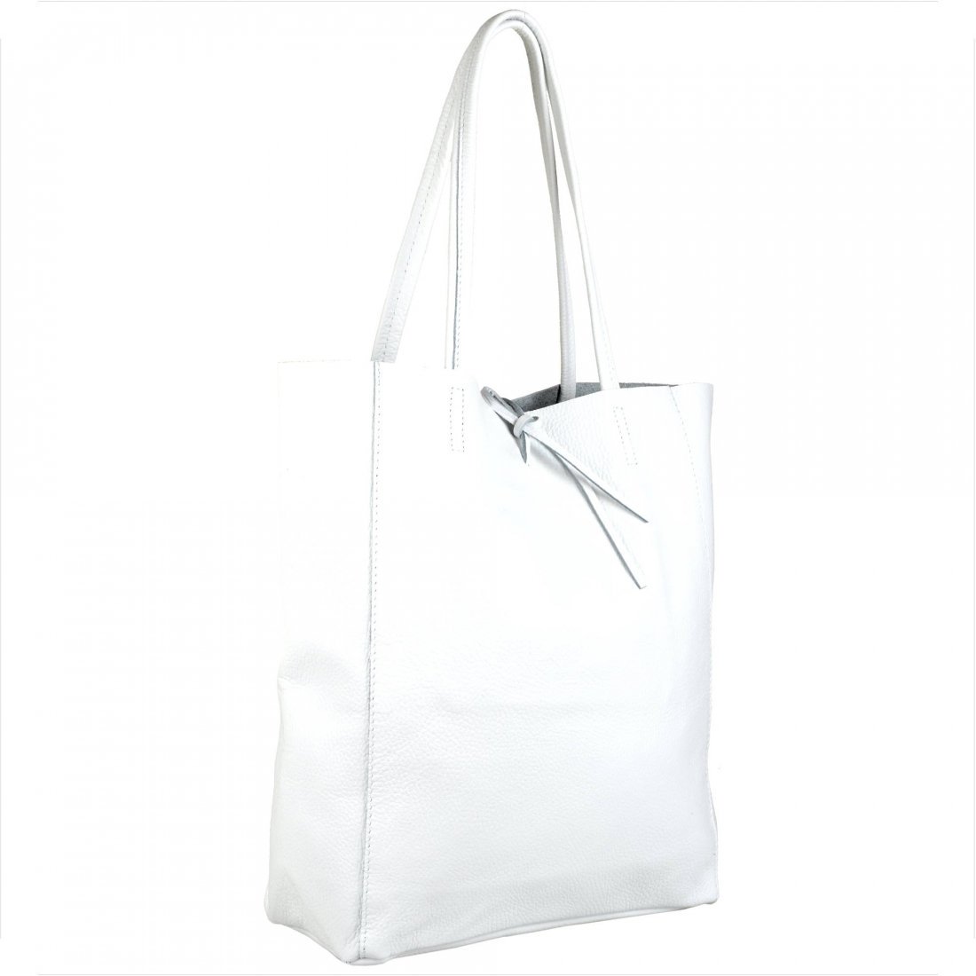 Torebk skórzana super lekka shopper biała