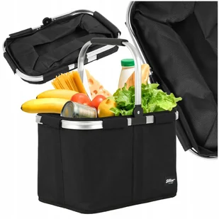 Koszyk na zakupy torba składana wodoodporna 30 L mocny stelaż czarna - Torby i wózki na zakupy - miniaturka - grafika 1