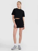 Spodenki damskie - 4F Spodenki dresowe z waflowej dzianiny damskie - czarne L - miniaturka - grafika 1