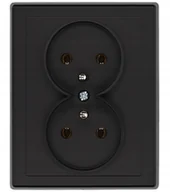 Gniazdka elektryczne - Gniazdo podwójne z uziemieniem JOWISZ czarny mat - miniaturka - grafika 1