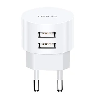 USAMS Ład. siec. 2xUSB T20 2,1A round (only head) biały/white Fast Charging CC80TC01 (US-CC080) - Ładowarki do telefonów - miniaturka - grafika 1