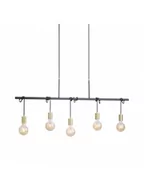 Lampy sufitowe - Leuchten Direkt Lampa wisząca Tamara, 5-punktowa, mosiądz/czarna - miniaturka - grafika 1
