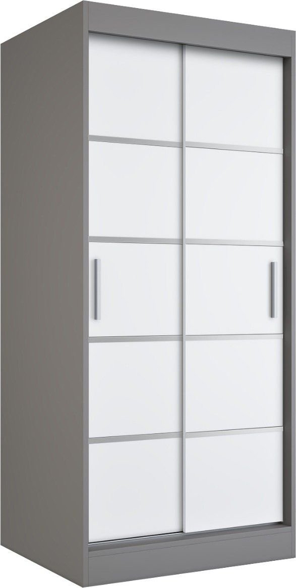 MKPOL Szafa przesuwna MODUO COMFORT 90 antracyt/biała mat z listwami