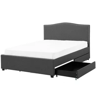 Beliani Łóżko szare tapicerowane pojemnik LED kolorowy 160 x 200 cm MONTPELLIE - Łóżka - miniaturka - grafika 1