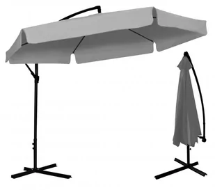 Parasol Ogrodowy Składany 350cm z Falbaną Szary - Parasole ogrodowe - miniaturka - grafika 1