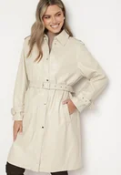 Płaszcze damskie - Beżowy Płaszcz Typu Trencz z Regulowanym Paskiem i Wsuwanymi Kieszeniami Maivira - miniaturka - grafika 1