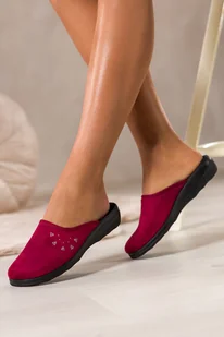 Bordowe kapcie damskie Inblu obuwie domowe z cyrkoniami XF99990S - Kapcie damskie - miniaturka - grafika 1