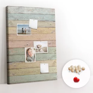 Tablica Korkowa ze wzorem 70x100 cm + Pinezki Drewniane - Pastelowe deski - Tablice i flipcharty - miniaturka - grafika 1