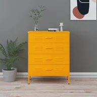 Komody - vidaXL Szafka z szufladami musztardowa 80x35x101,5 cm stalowa 336200 - miniaturka - grafika 1