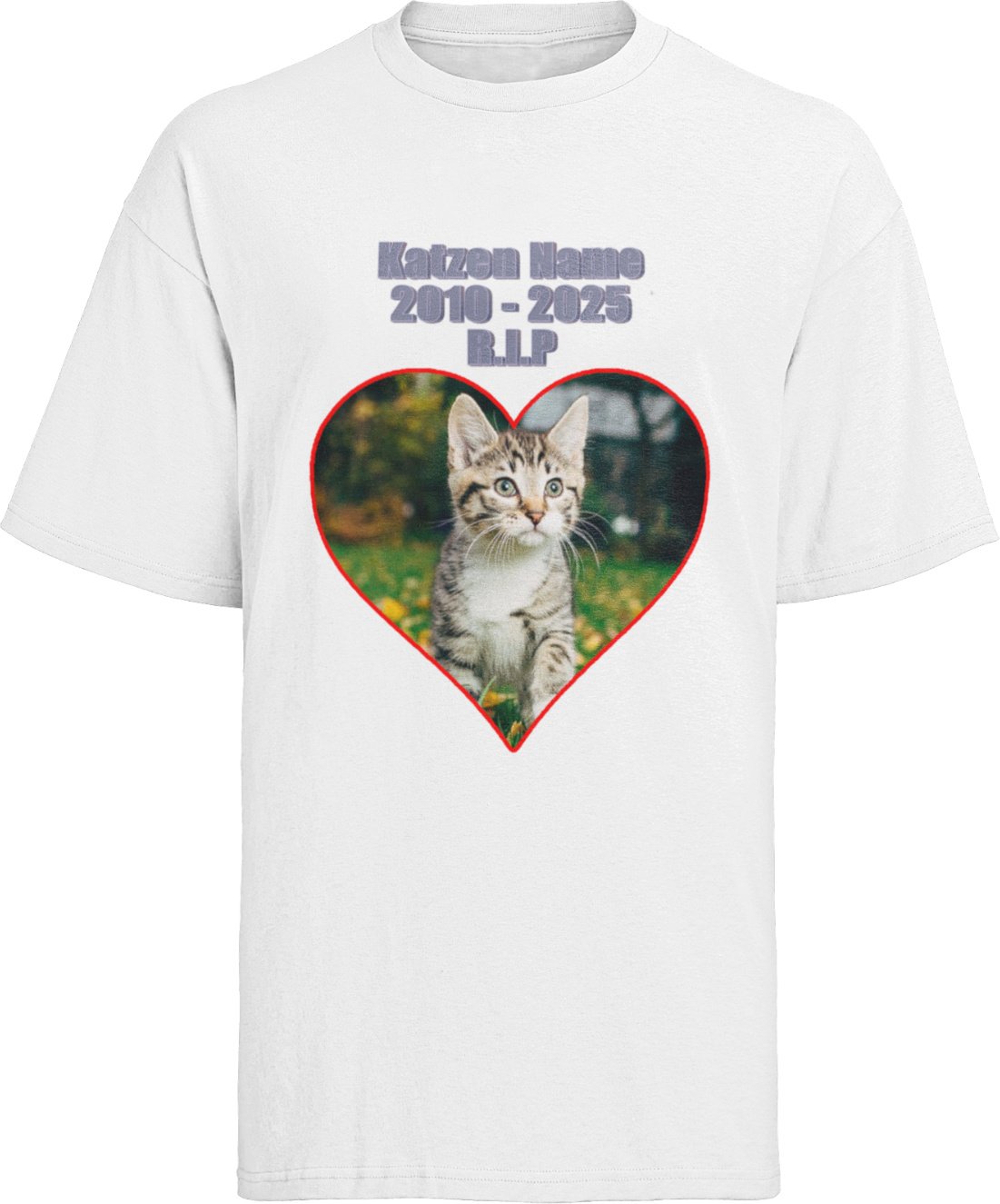Piękna spersonalizowana koszulka męska dla kota z napisem RIP Memorial Deceased Cat