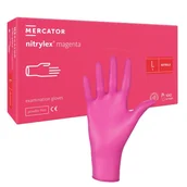 Pozostałe akcesoria fryzjerskie - Mercator Nitrylex Magenta, rękawice nitrylowe, 100szt., rozmiar L - miniaturka - grafika 1