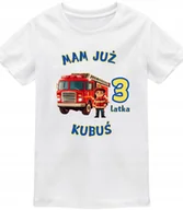 Moda i Uroda OUTLET - Koszulka dziecięca urodzinowa Strażak Wóz strażacki na urodziny imię wiek - miniaturka - grafika 1