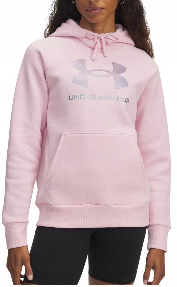 BLUZA DAMSKA Z KAPTUREM UNDER ARMOUR RÓŻOWA RIVAL FEELCE SHIMMER HODDY L
