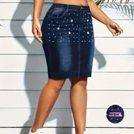 Spódnice - TEMU [Spodnica z nadrukiem - Nie tkanina denimowa] Jiawen rozwija modne, eleganckie i wygodne spódnice z nadrukiem cyfrowym, które imitują wygląd - miniaturka - grafika 1