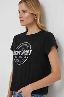 Koszulki sportowe damskie - Dkny t-shirt bawełniany damski kolor czarny - DKNY - grafika 1