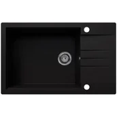 Zlewozmywaki - EOS Zlewozmywak granitowy z ociekaczem LIMA czarny brokat złoty - miniaturka - grafika 1