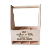 Pozostałe akcesoria barmańskie - Nawet najlepszy tata potrzebuje czasem przerwy na piwo - drewniane nosidło z grawerem - miniaturka - grafika 1